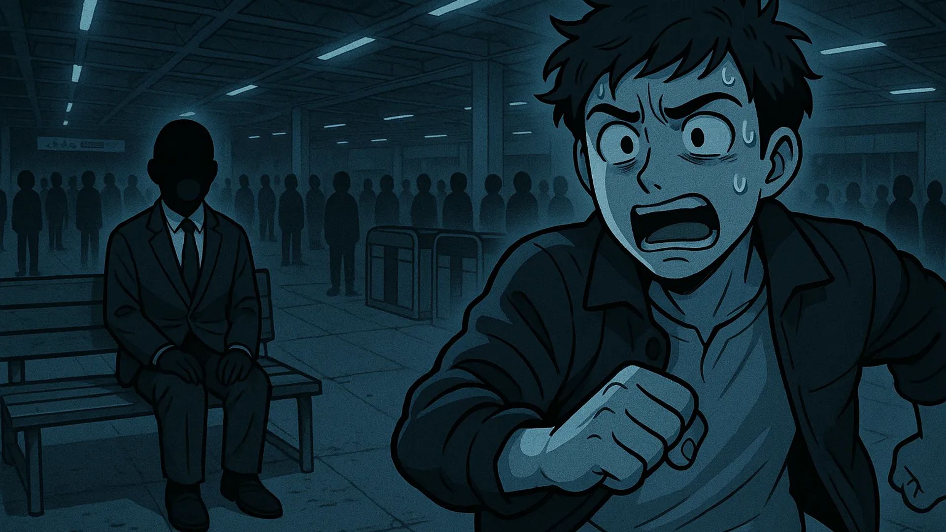 Japanese Ghost Story illustration "title: The station where I arrived on the last train"