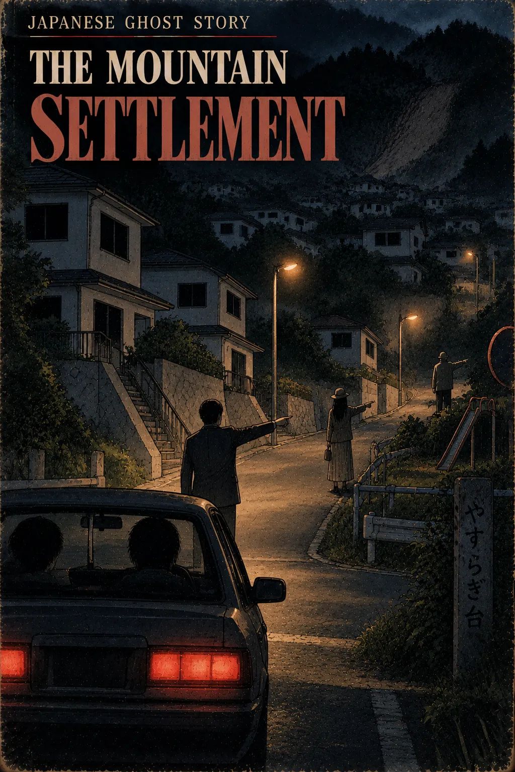 Japanese Ghost Story illustration "title: The Mountain Settlement"