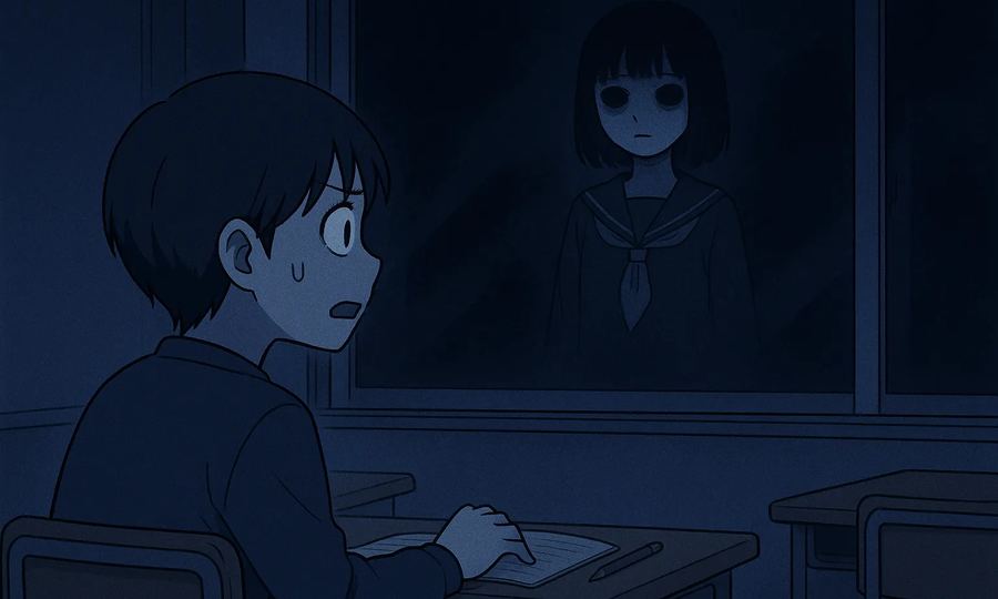 窓の女生徒