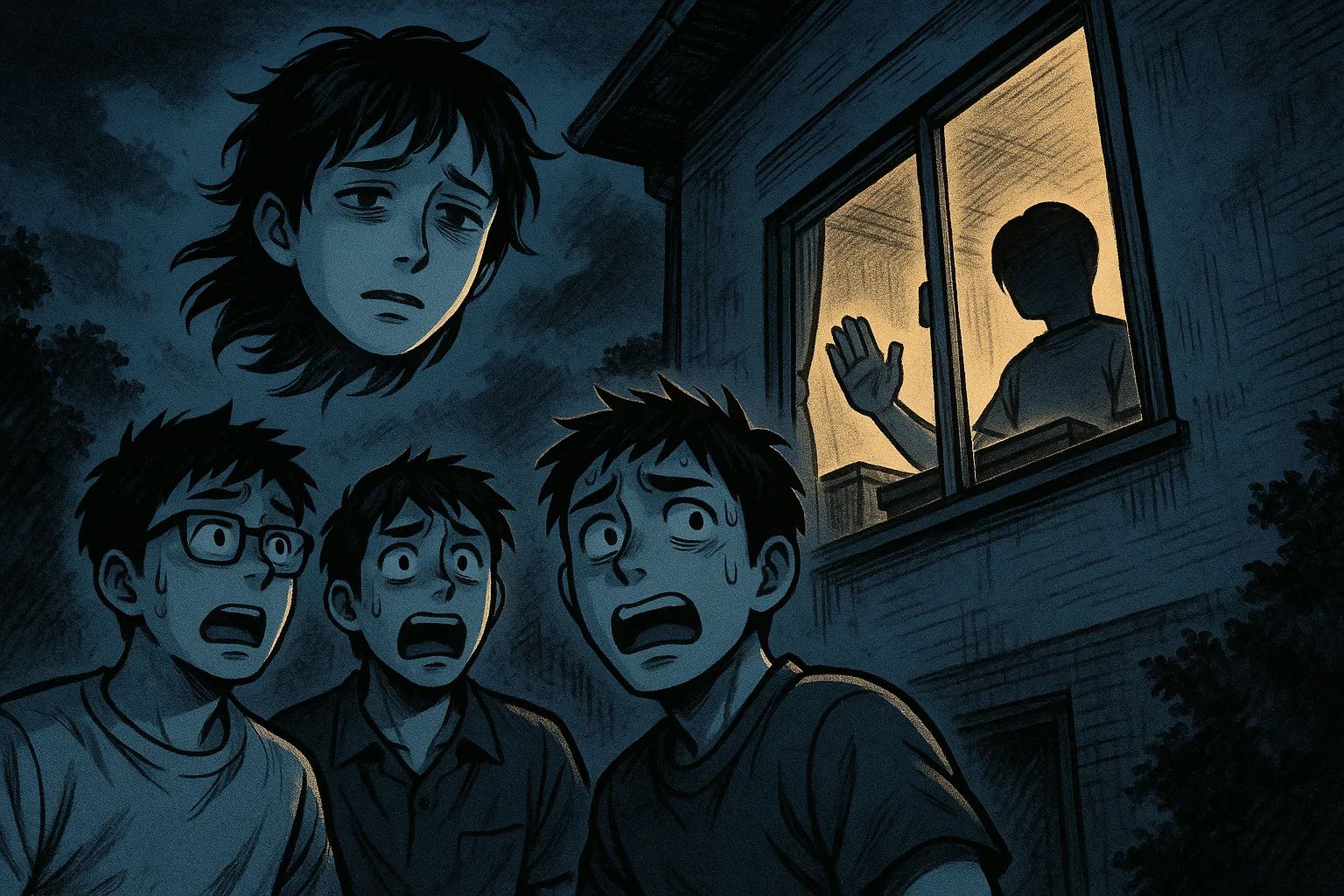 Japanese Ghost Story illustration "title: The Foreign Exchange Student"