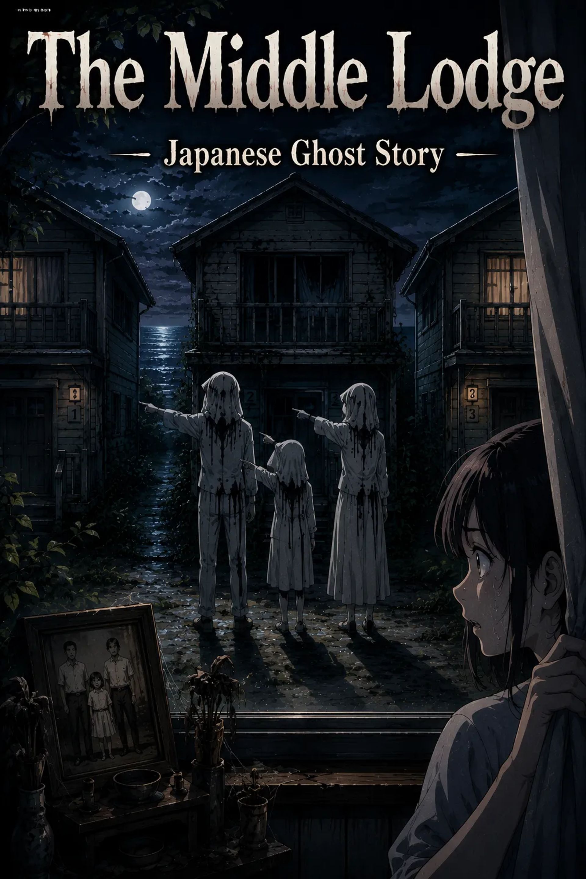 Japanese Ghost Story illustration "title: The Middle Lodge"