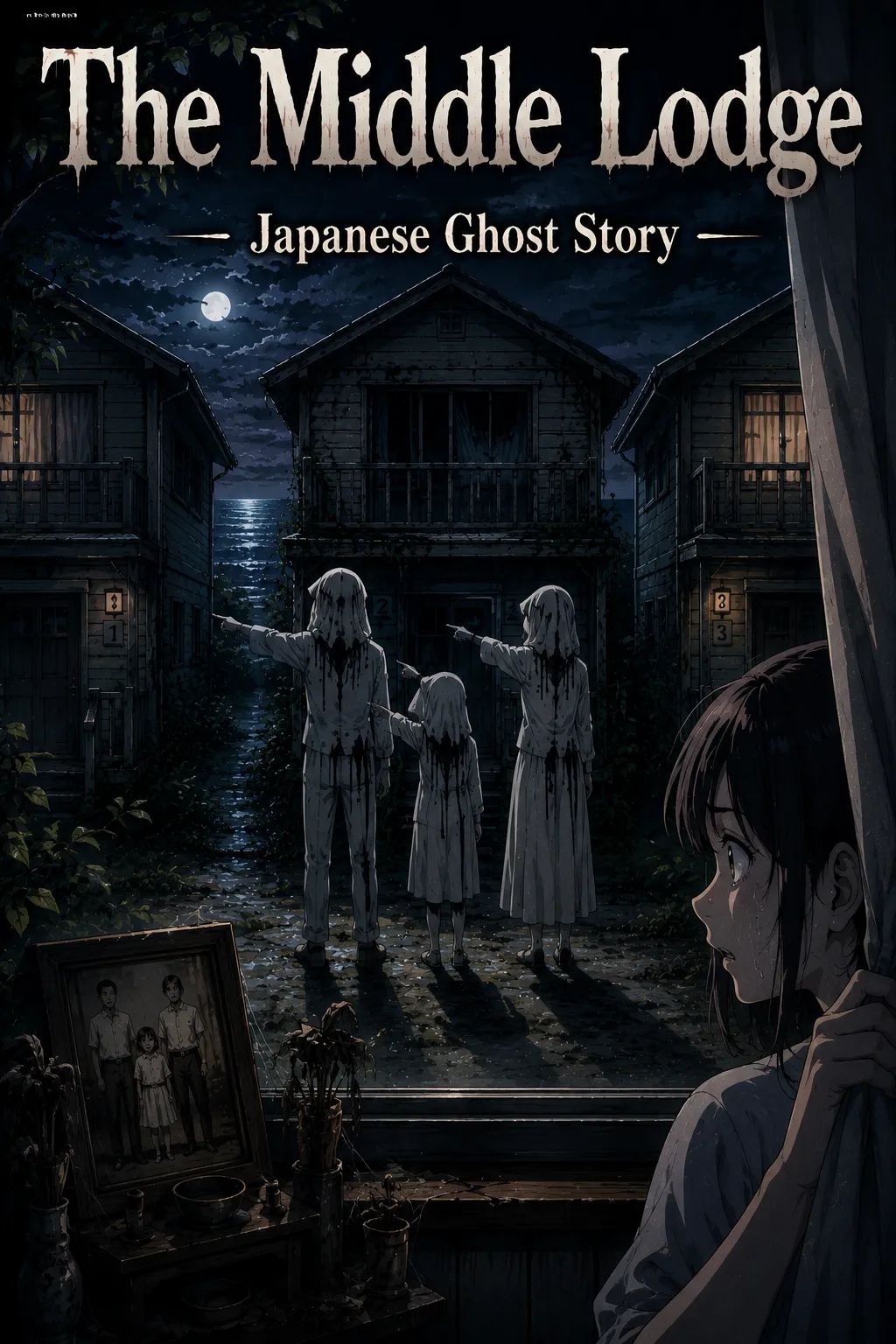 Japanese Ghost Story illustration "title: The Middle Lodge"