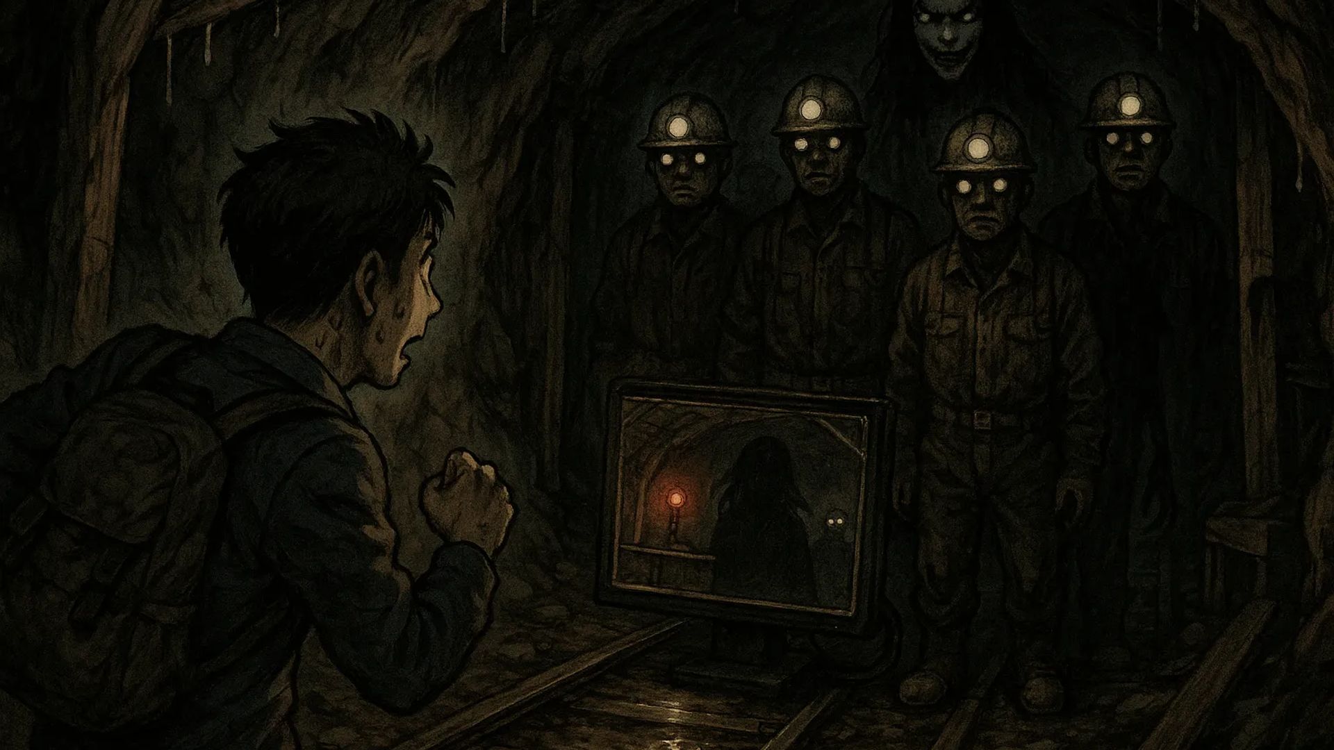 Japanese Ghost Story illustration "title: The Abandoned Coal Mine"