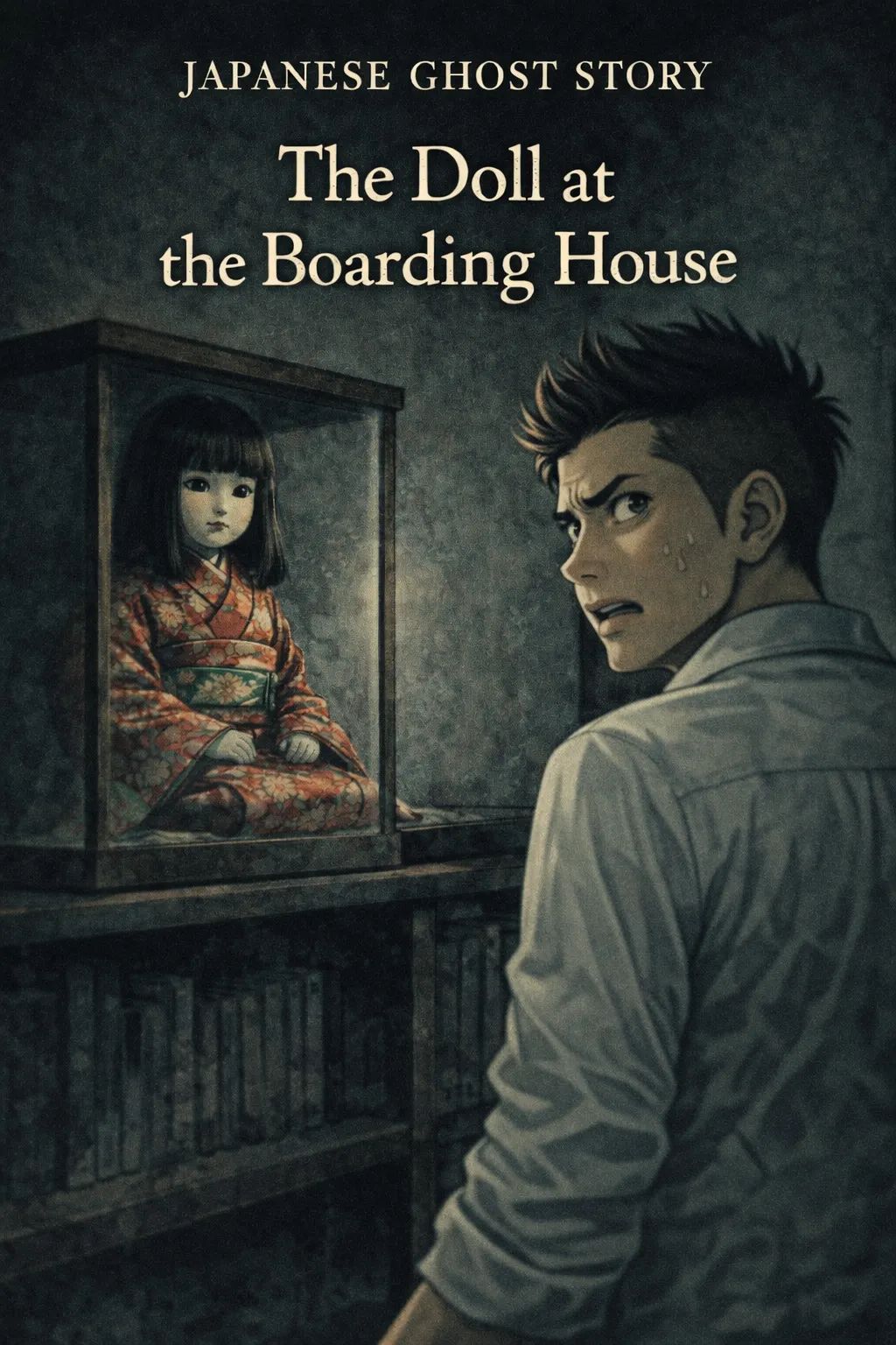 Japanese Ghost Story illustration "title: The Doll at the Boarding House"