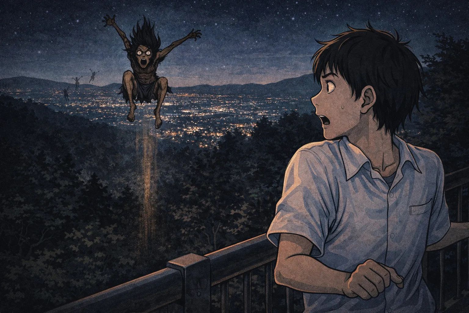 Japanese Ghost Story illustration "title: The Woman Who Bounces"