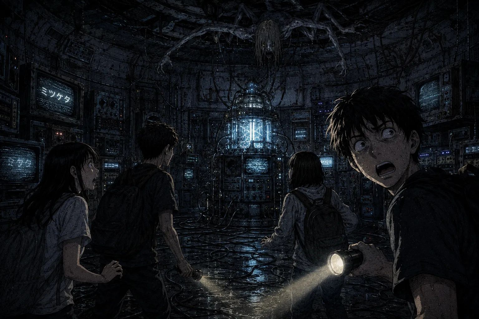 Japanese Ghost Story illustration "title: The Communication Room in the Ruins"