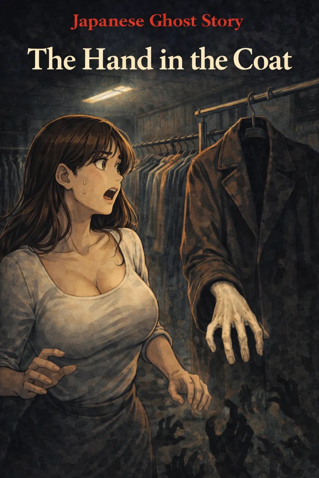 Japanese Ghost Story illustration "title: The Hand in the Coat"