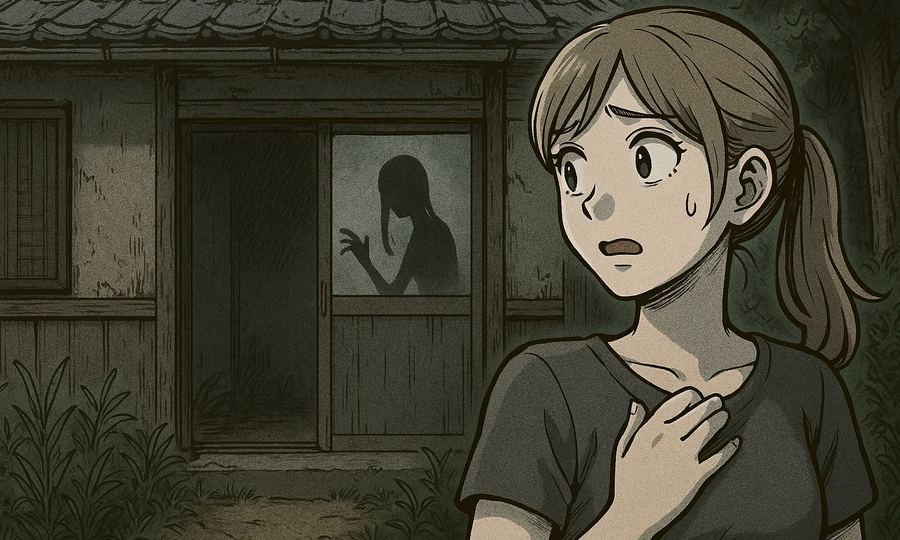 階段の裏のお姉さん