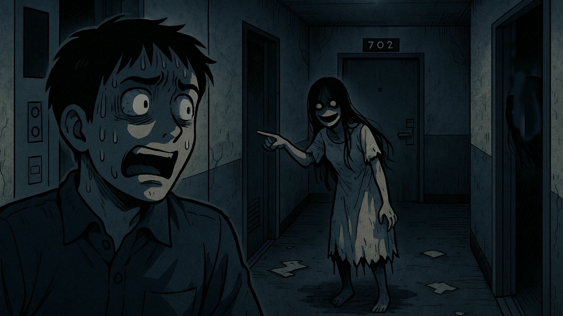 Japanese Ghost Story illustration "title: The Apartment Notice"