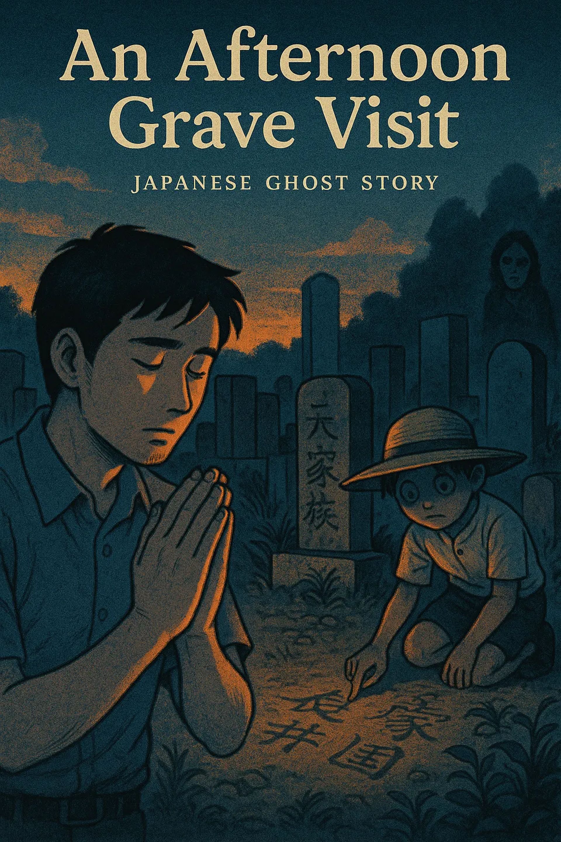 Japanese Ghost Story illustration "title: An Afternoon Grave Visit"