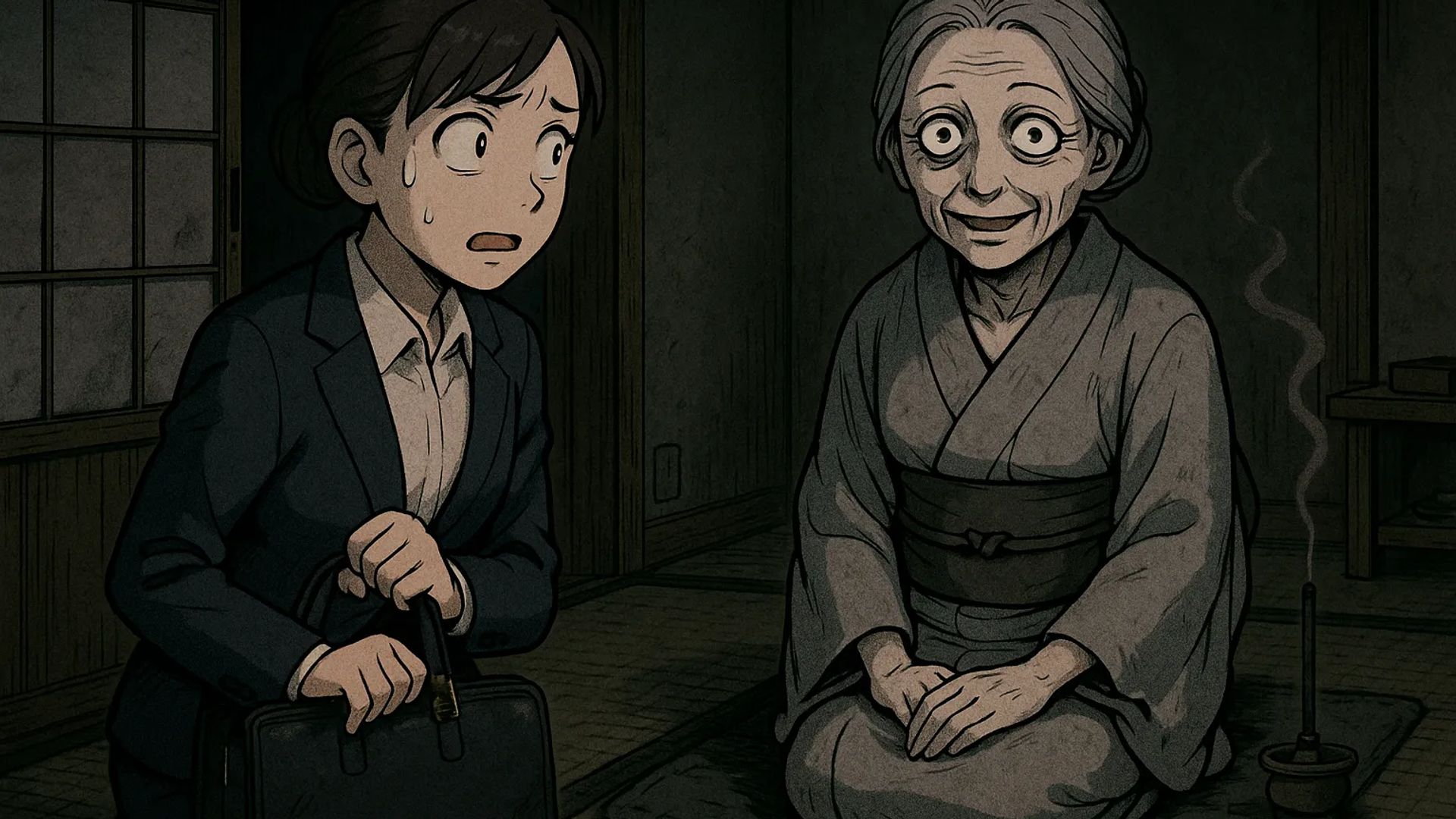 Japanese Ghost Story illustration "title: The Insurance Saleswoman"