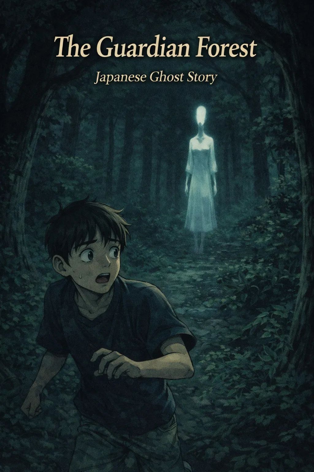 Japanese Ghost Story illustration "title: The Guardian Forest"