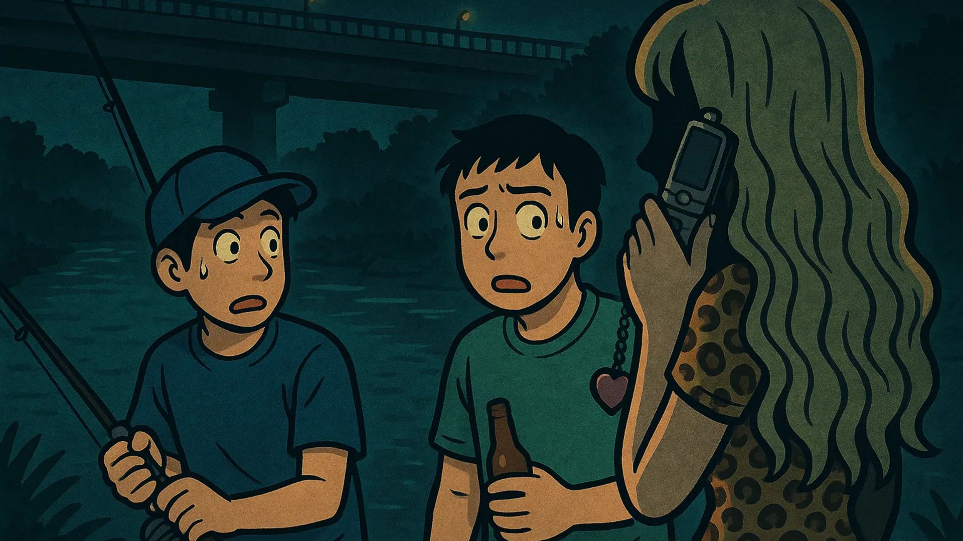 Japanese Ghost Story illustration "title: The Riverside Gyaru"