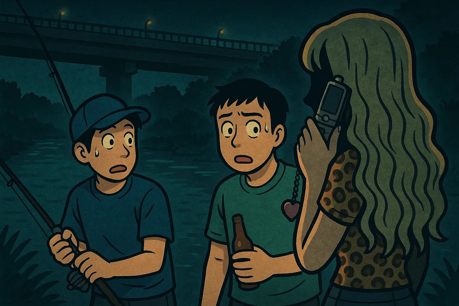 Japanese Ghost Story illustration "title: The Riverside Gyaru"