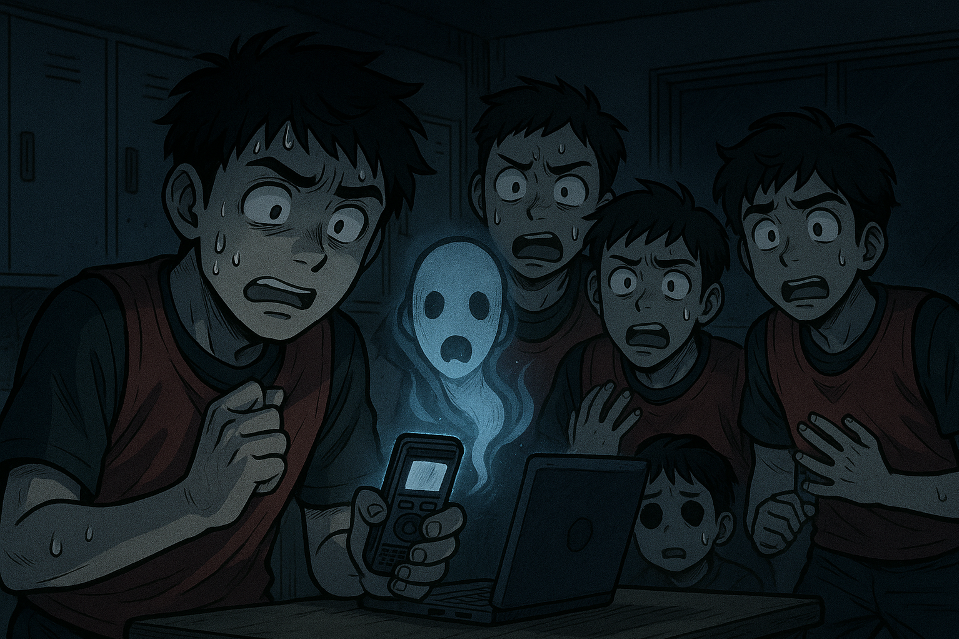 Japanese Ghost Story illustration "title: The Voice in the Clubroom"