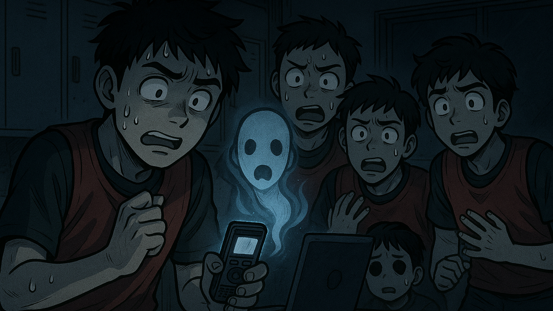 Japanese Ghost Story illustration "title: The Voice in the Clubroom"
