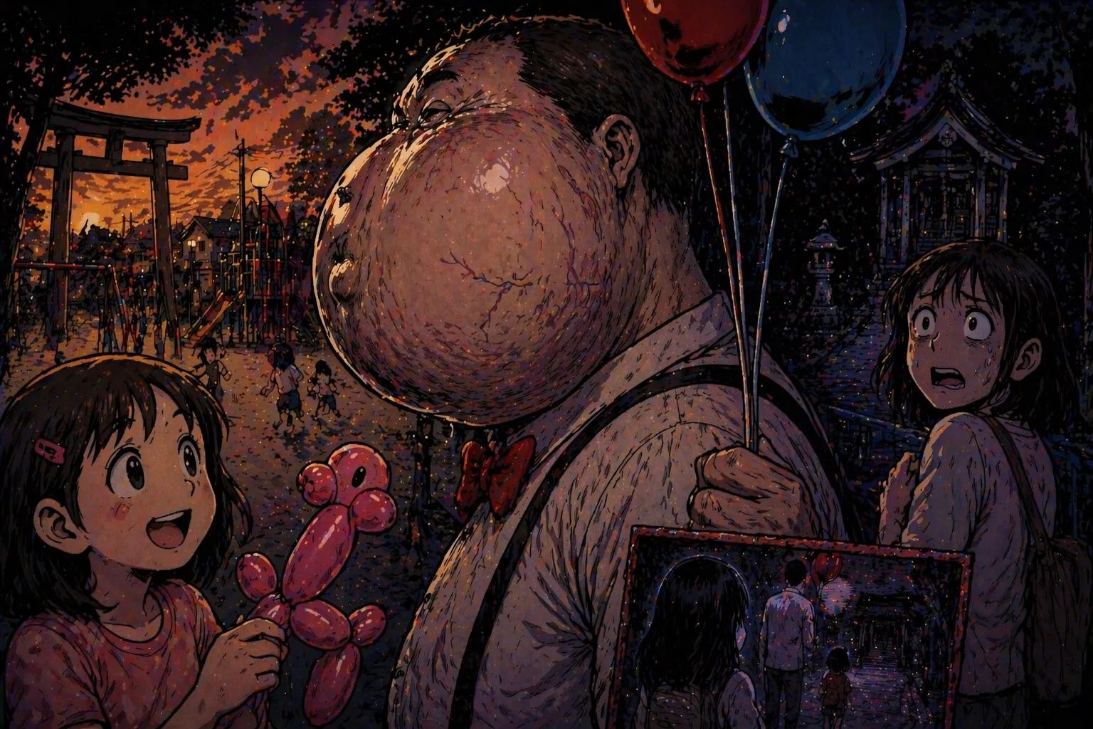 Japanese Ghost Story illustration "title: The Balloon Man"