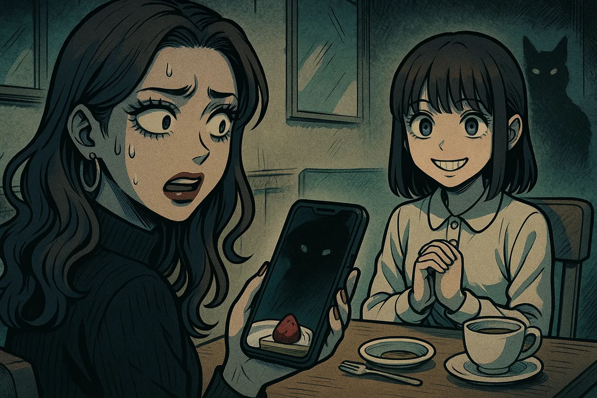 Japanese Ghost Story illustration "title: The Junior's Secret"