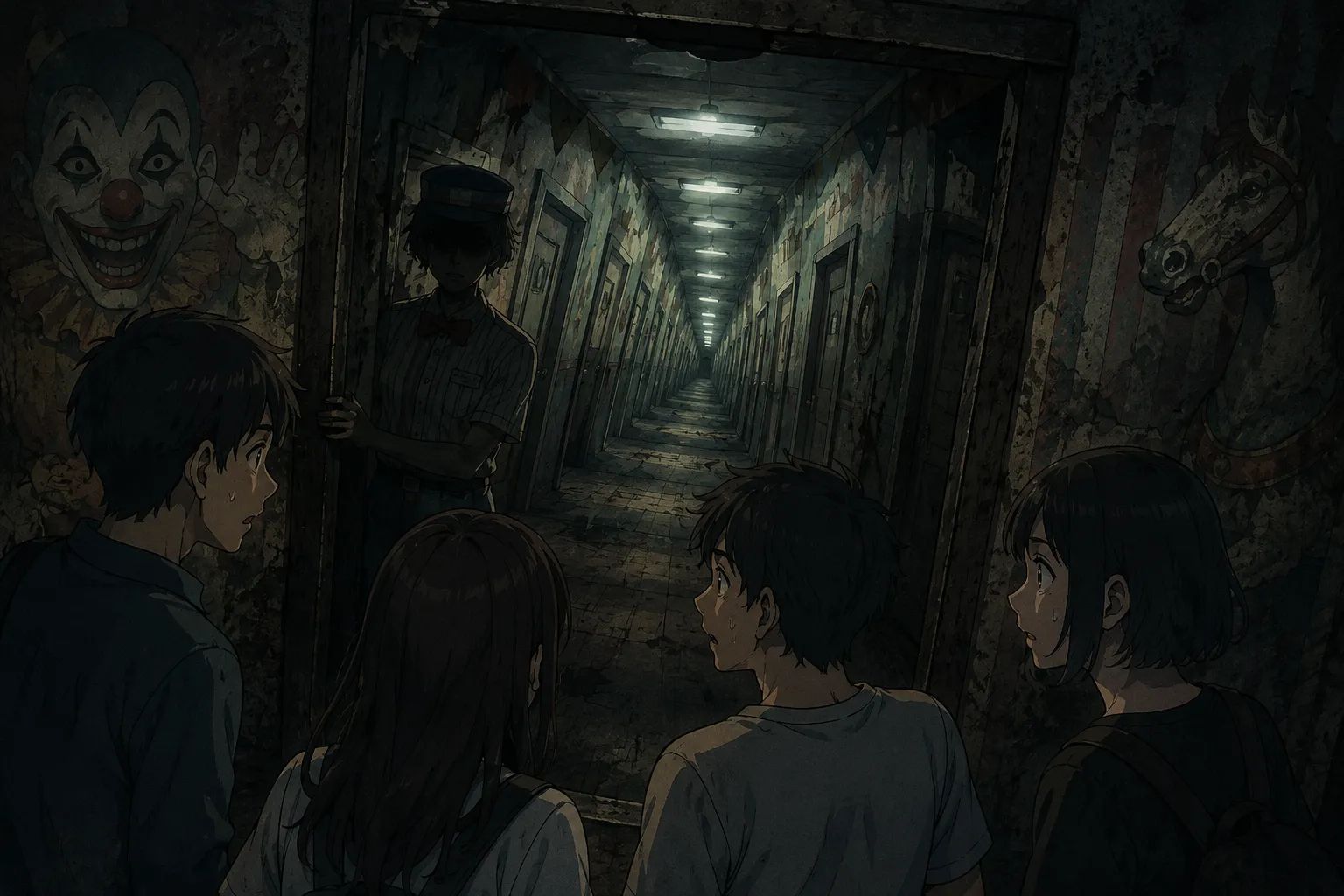 Japanese Ghost Story illustration "title: The Never-Ending Haunted House"