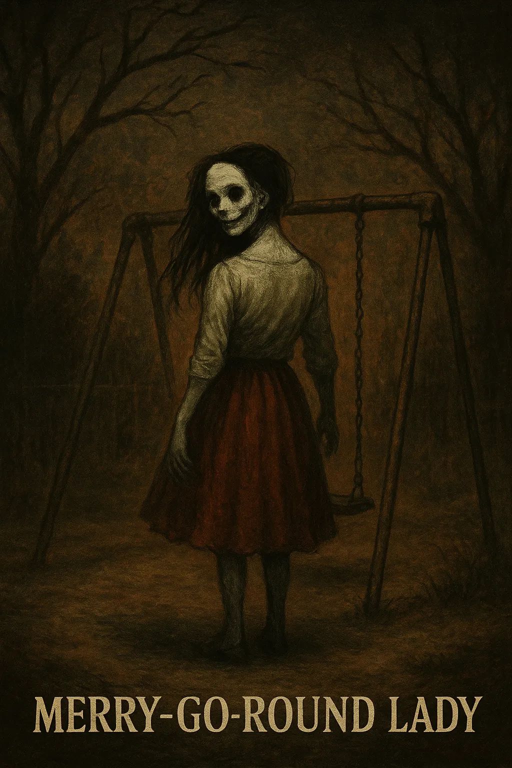 Japanese Ghost Story illustration "title: Merry-Go-Round Lady"