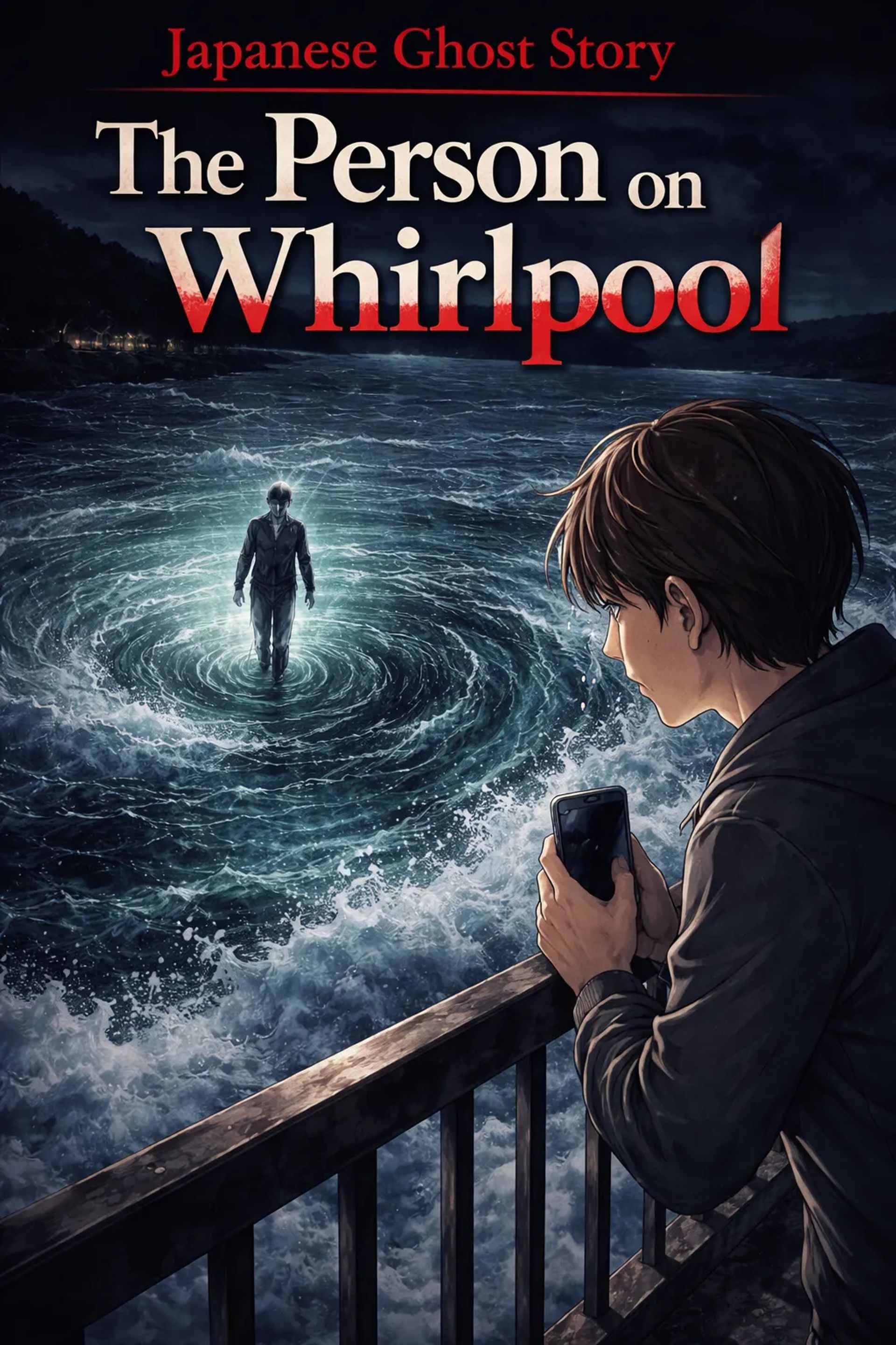 Japanese Ghost Story illustration "title: The Person on the Whirlpool"