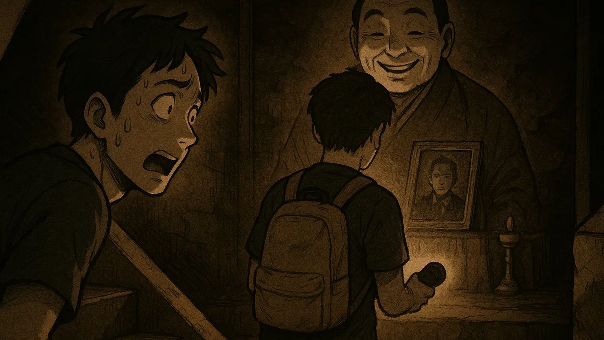 Japanese Ghost Story illustration "title: Cleaning the Empty House"