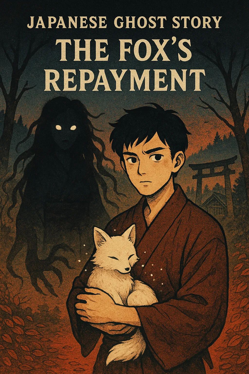 Japanese Ghost Story illustration "title: The Fox's Repayment"