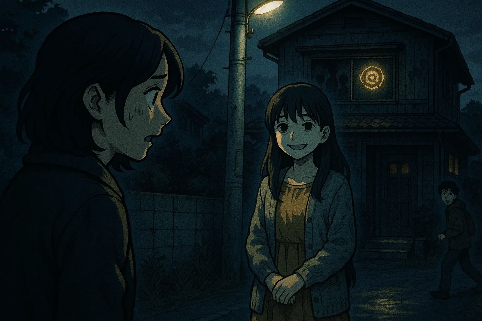Japanese Ghost Story illustration "title: A Familiar Classmate"