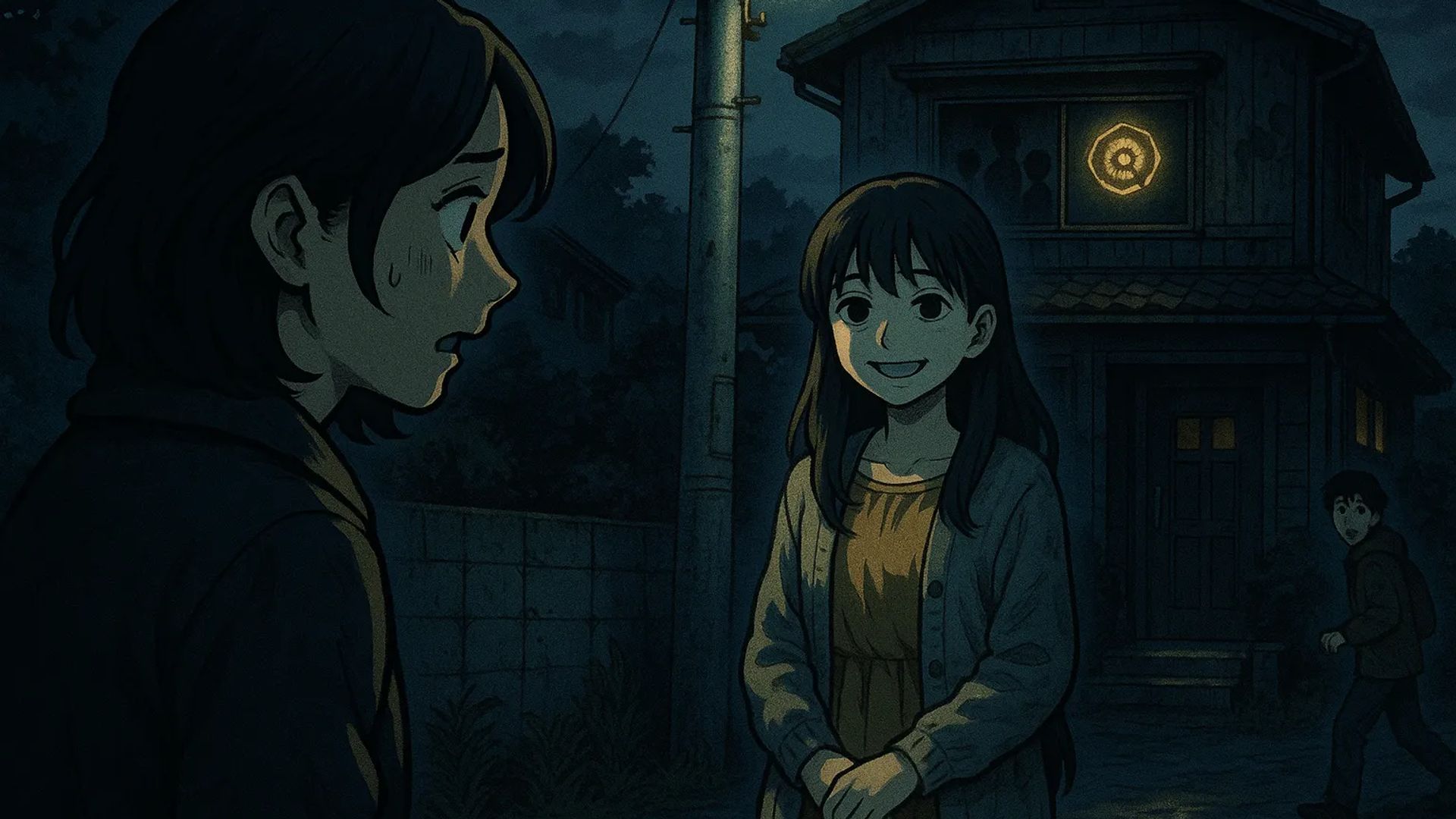 Japanese Ghost Story illustration "title: A Familiar Classmate"