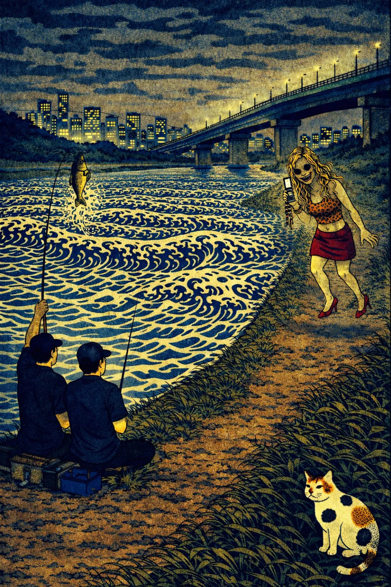 川辺のギャル 浮世絵サムネイル