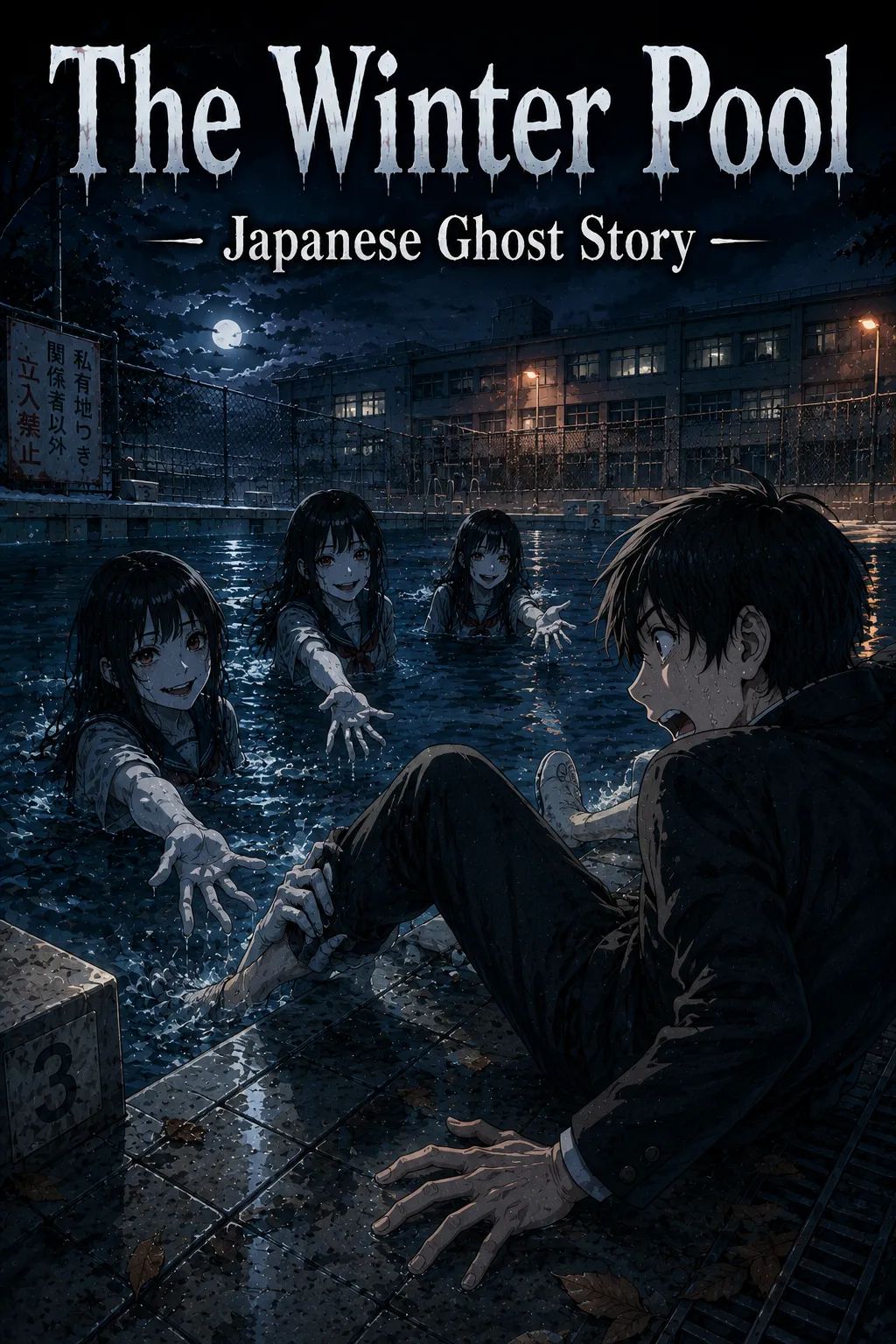 Japanese Ghost Story illustration "title: The Winter Pool"