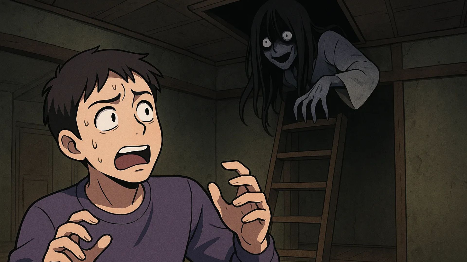 Japanese Ghost Story illustration "title: The Investigation of an Empty House"