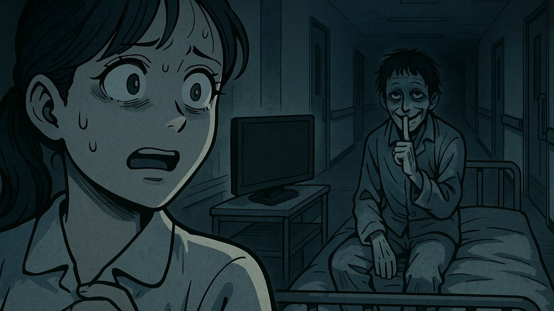 Japanese Ghost Story illustration "title: The Man Who Keeps Getting Readmitted"