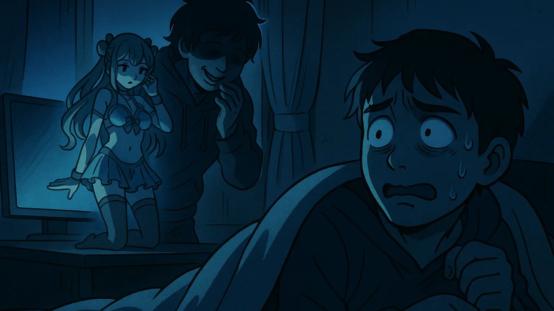 Japanese Ghost Story illustration "title: The Bishōjo Figure"