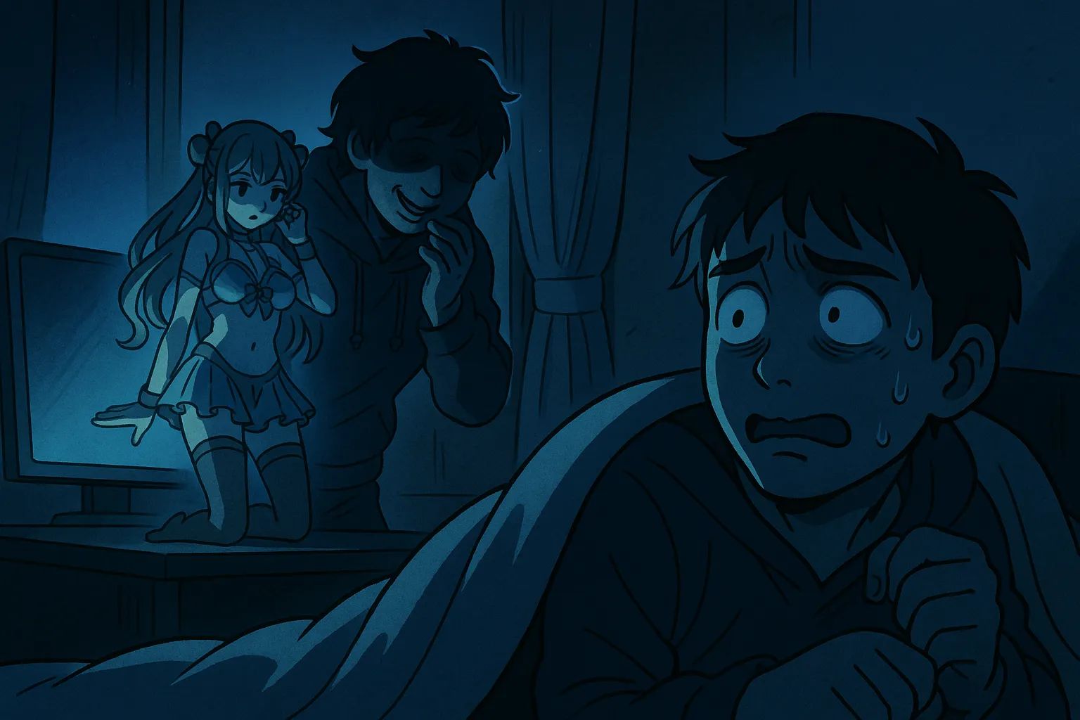 Japanese Ghost Story illustration "title: The Bishōjo Figure"