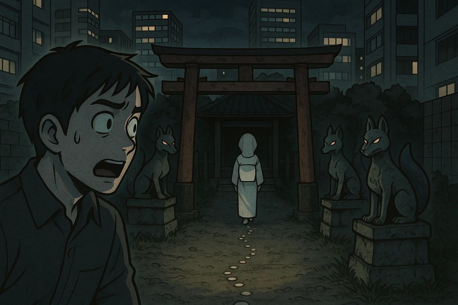 Japanese Ghost Story illustration "title: The Fox's Path"