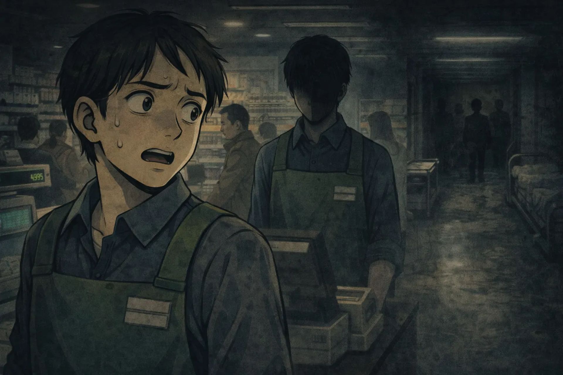 Japanese Ghost Story illustration "title: Part-Time Coworker"