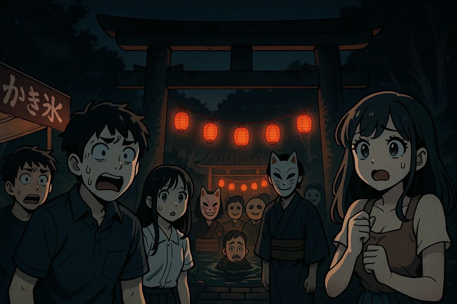 Japanese Ghost Story illustration "title: Midnight Festival"