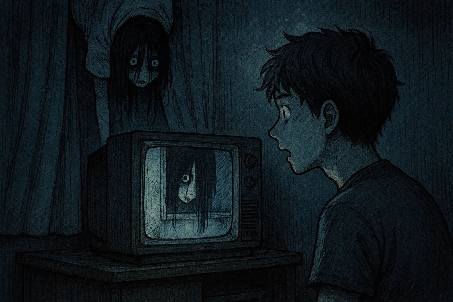 Japanese Ghost Story illustration "title: Home Video"