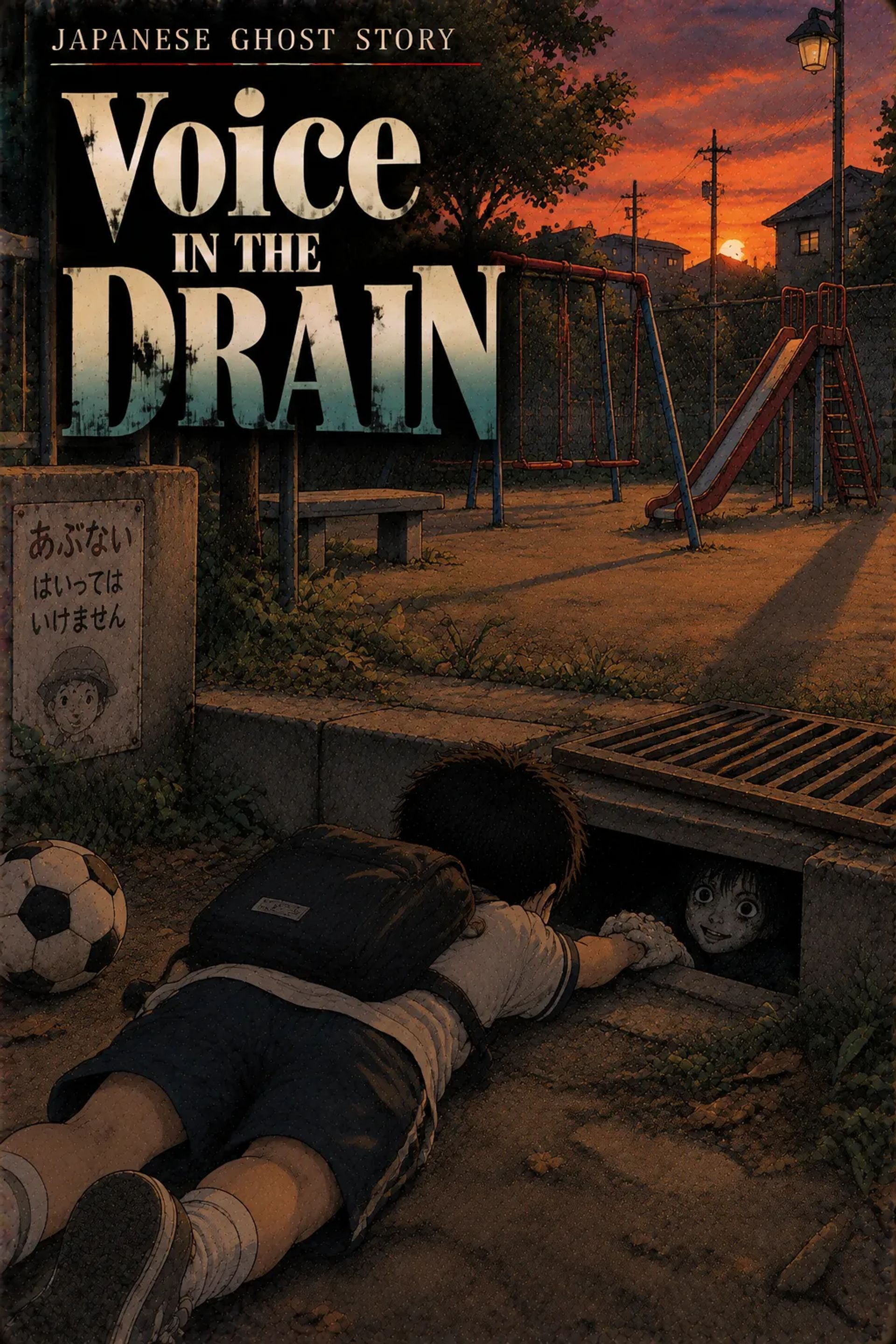 Japanese Ghost Story illustration "title: Voice in the Drain"