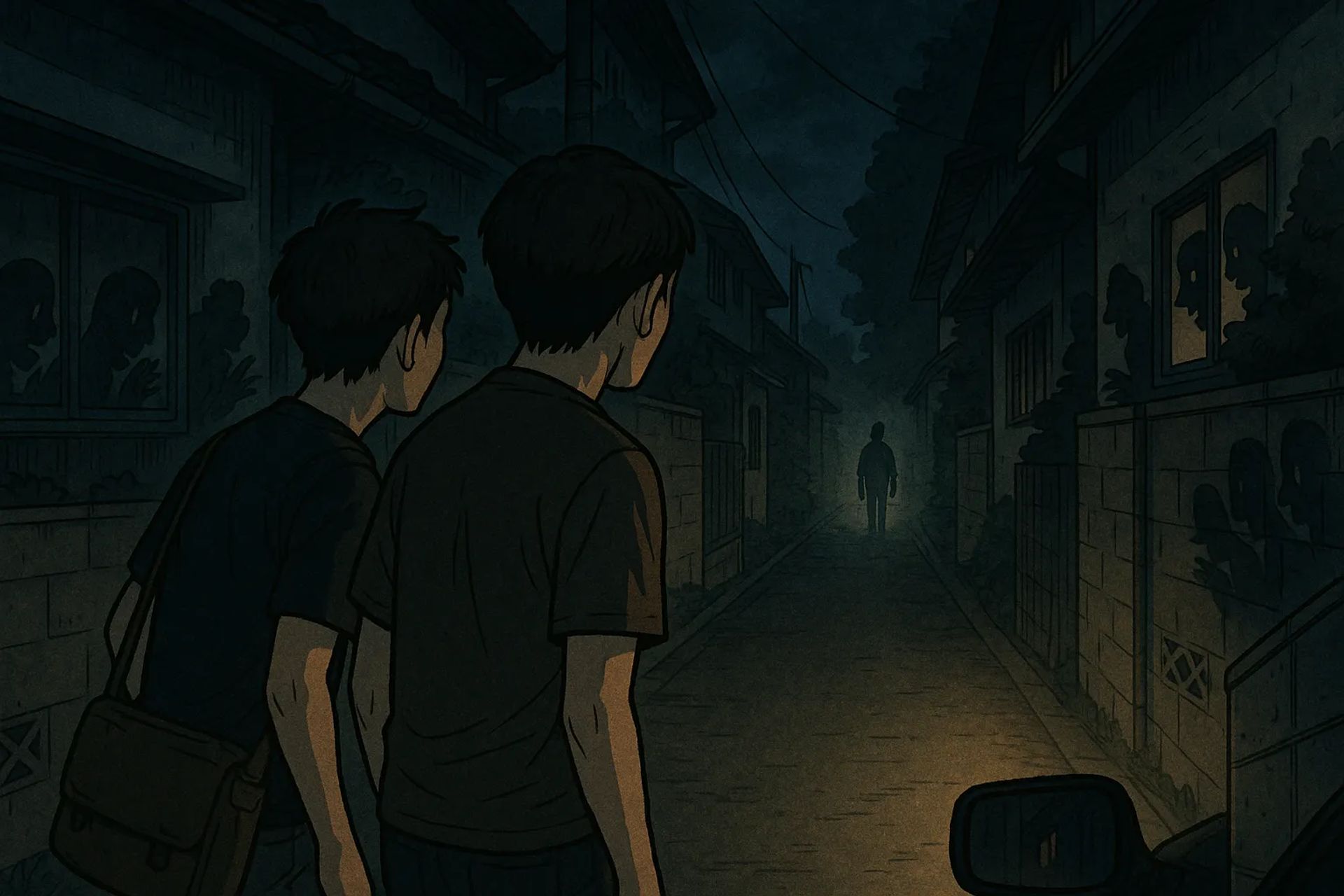 Japanese Ghost Story illustration "title: The Shortcut Alley"