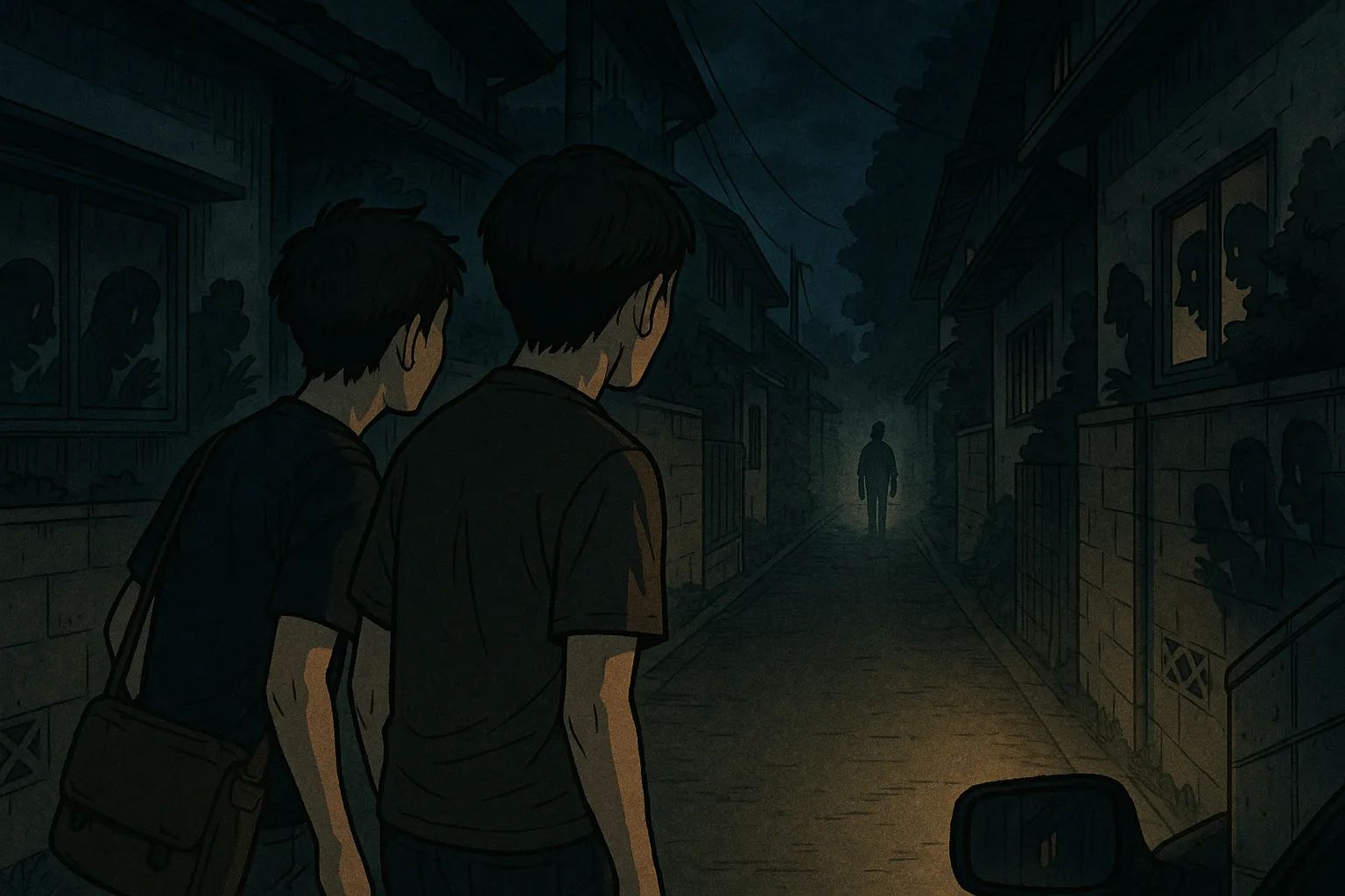 Japanese Ghost Story illustration "title: The Shortcut Alley"