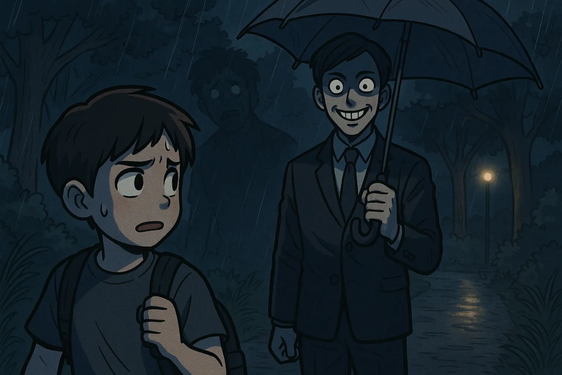 Japanese Ghost Story illustration "title: The Transfer Student's Father"