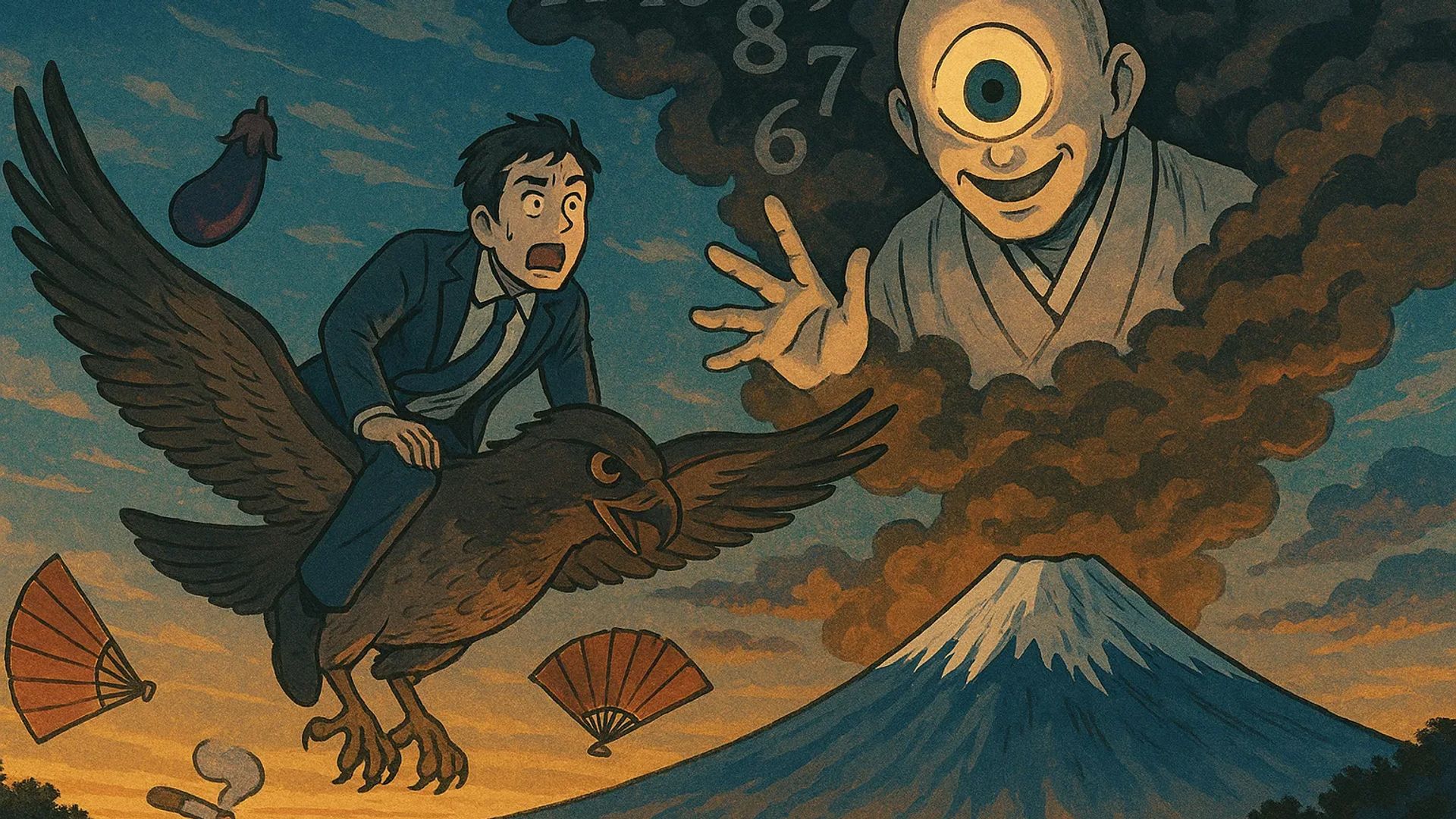 Japanese Ghost Story illustration "title: The Remainder of the First Dream"