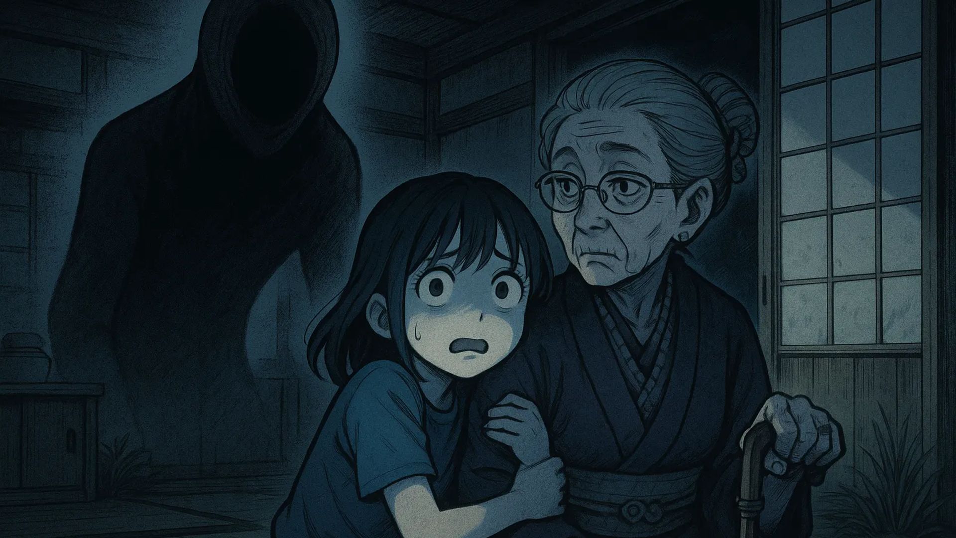 Japanese Ghost Story illustration "title: What Was in That Village"