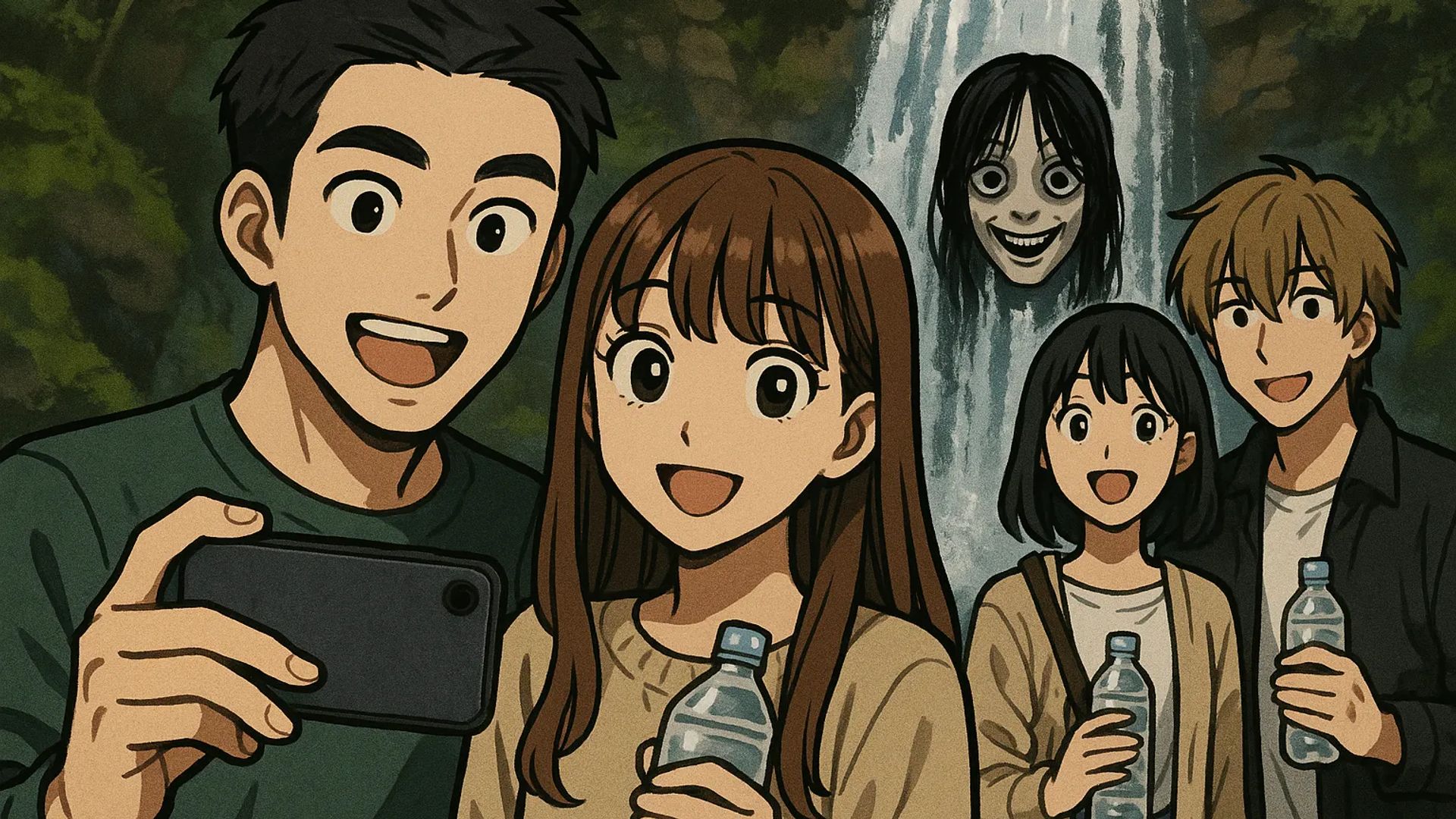 Japanese Ghost Story illustration "title: The Nageretaki Falls"