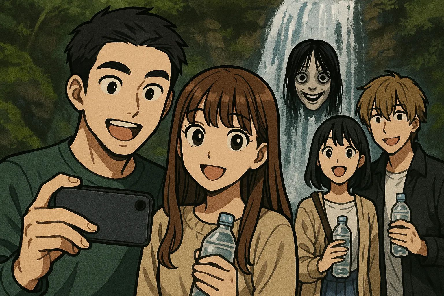 Japanese Ghost Story illustration "title: The Nageretaki Falls"