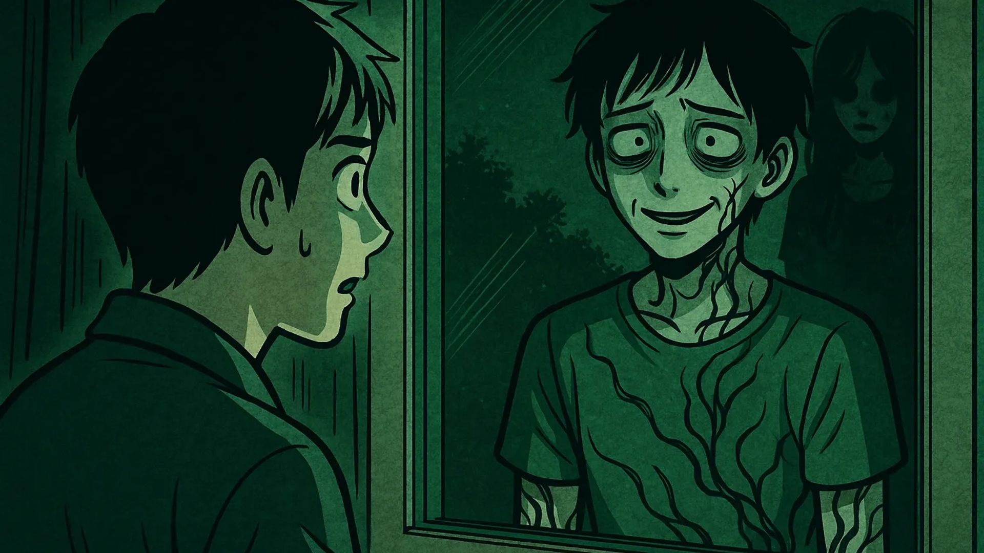 Japanese Ghost Story illustration "title: The Curse Found Online"