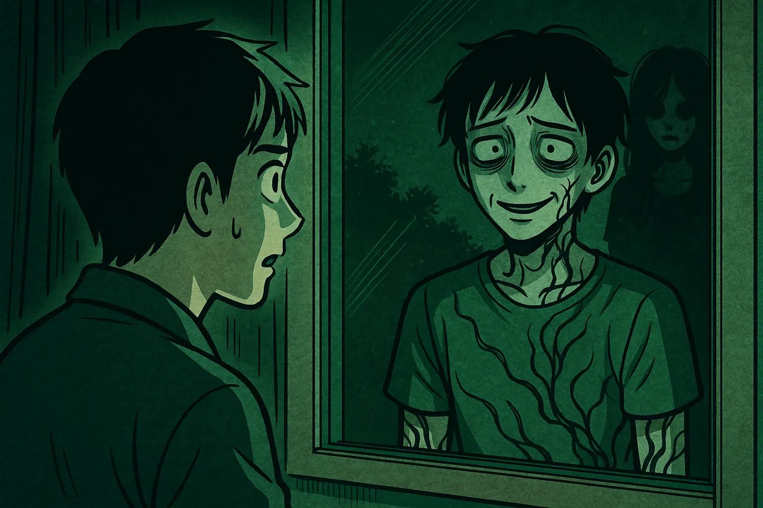 Japanese Ghost Story illustration "title: The Curse Found Online"