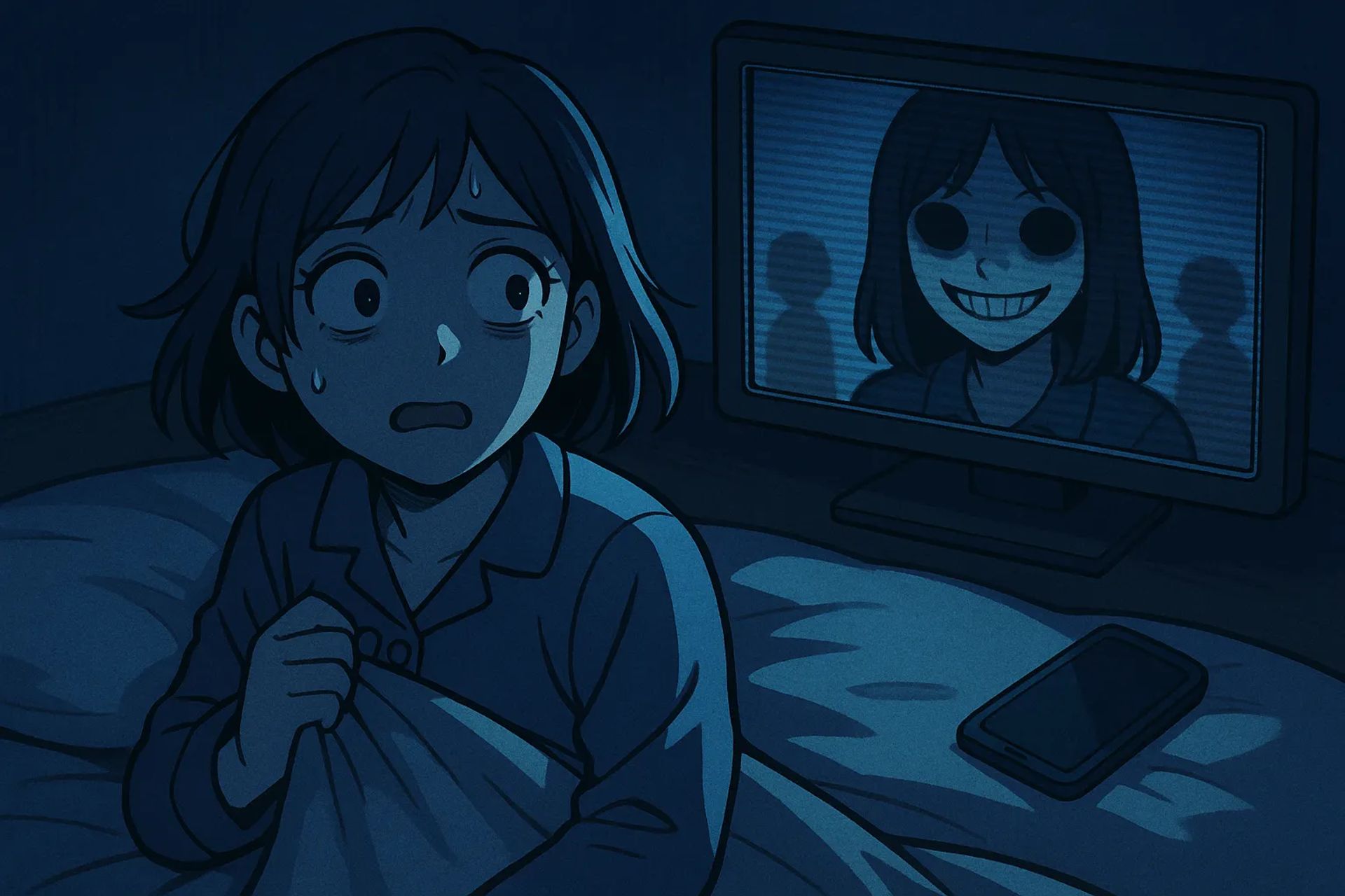 Japanese Ghost Story illustration "title: The Me on the Security Camera"